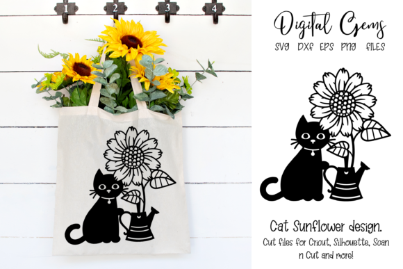 Cat with Sunflower and Watering Can Embroidery Design Review