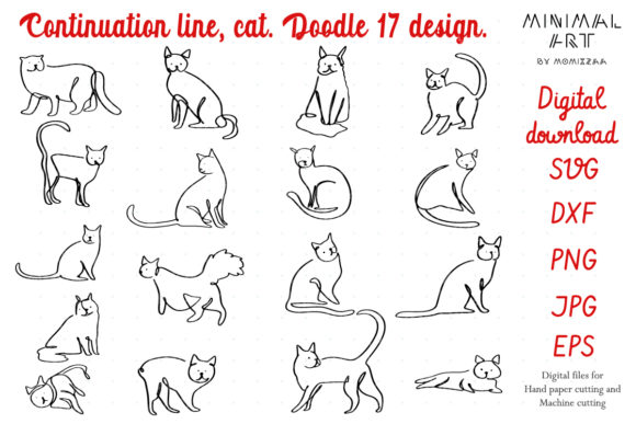 Continuation Cat Simply One Line Review for Embroidery Projects