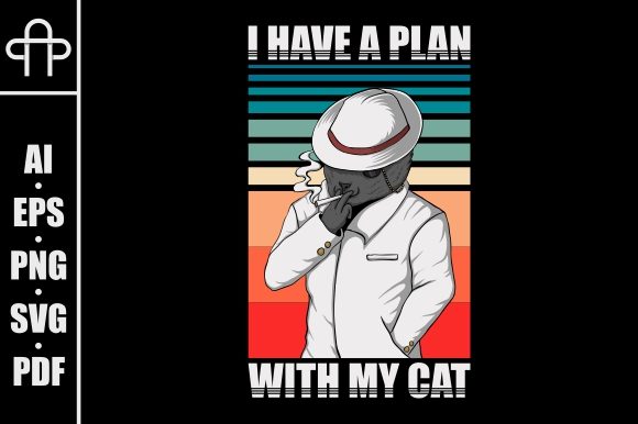 Plan with Cat Retro Vector Illustration Review